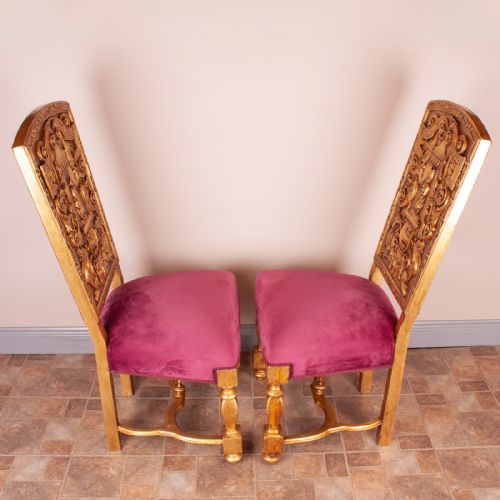 PAIR OF 19THC CONTINENTAL GILT HALL CHAIRS - ADDITIONAL PHOTO 5