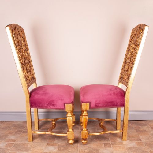 PAIR OF 19THC CONTINENTAL GILT HALL CHAIRS - ADDITIONAL PHOTO 6