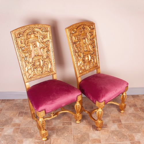 PAIR OF 19THC CONTINENTAL GILT HALL CHAIRS - ADDITIONAL PHOTO 7