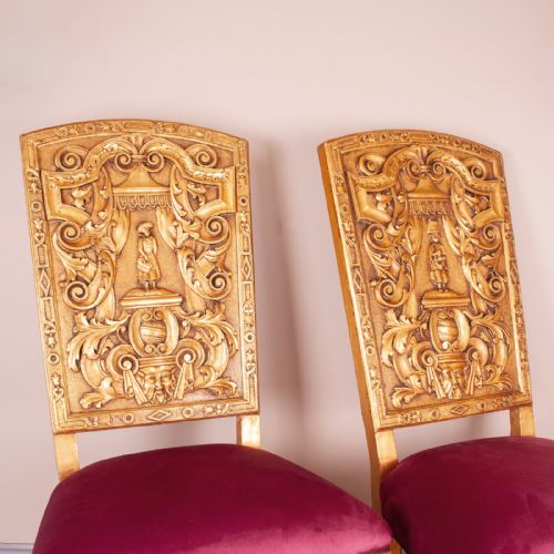 PAIR OF 19THC CONTINENTAL GILT HALL CHAIRS - ADDITIONAL PHOTO 13