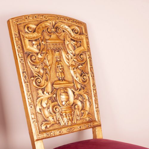 PAIR OF 19THC CONTINENTAL GILT HALL CHAIRS - ADDITIONAL PHOTO 14