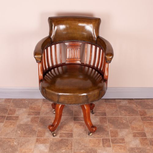 good quality edwardian walnut revolving office desk chair - CATEGORY: ANTIQUE CHAIRS - DATED EDWARDIAN