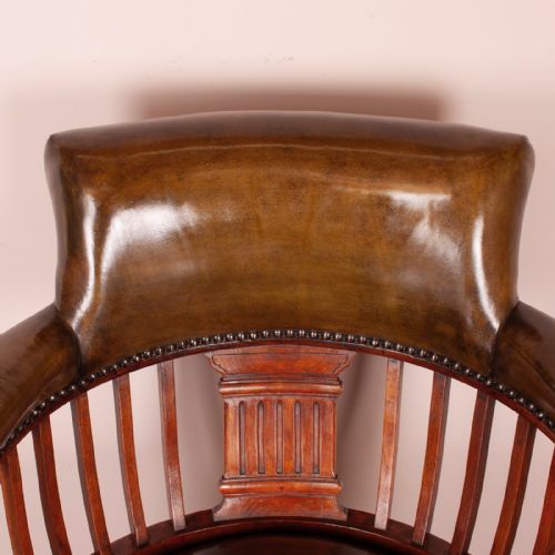 GOOD QUALITY EDWARDIAN WALNUT REVOLVING OFFICE DESK CHAIR - ADDITIONAL PHOTO 7