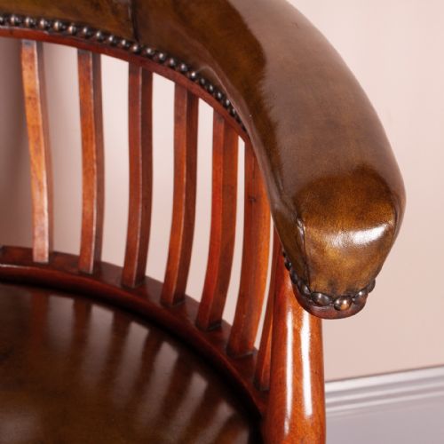 GOOD QUALITY EDWARDIAN WALNUT REVOLVING OFFICE DESK CHAIR - ADDITIONAL PHOTO 8