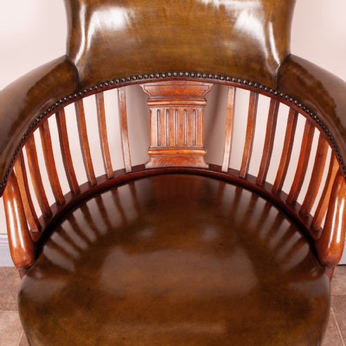 GOOD QUALITY EDWARDIAN WALNUT REVOLVING OFFICE DESK CHAIR - ADDITIONAL PHOTO 9