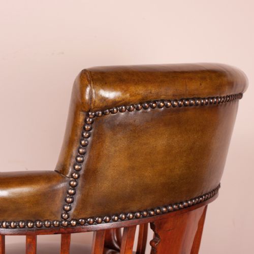 GOOD QUALITY EDWARDIAN WALNUT REVOLVING OFFICE DESK CHAIR - ADDITIONAL PHOTO 10