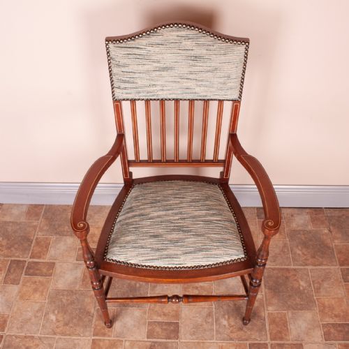 EDWARDIAN INLAID OCCASIONAL ELBOW CHAIR - ADDITIONAL PHOTO 8