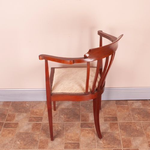 EDWARDIAN INLAID MAHOGANY CORNER CHAIR - ADDITIONAL PHOTO 4