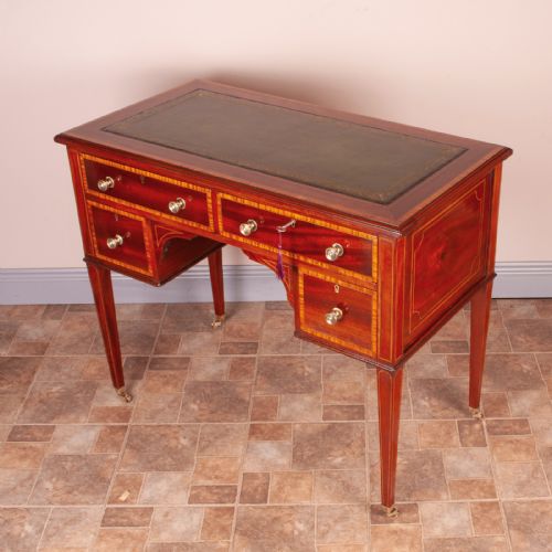 GOOD QUALITY EDWARDIAN INLAID MAHOGANY WRITING DESK - ADDITIONAL PHOTO 2