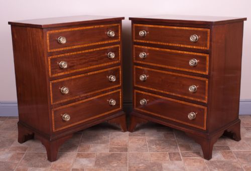 pair of small inlaid mahogany chests of drawers - CATEGORY: ANTIQUE CHEST OF DRAWERS - DATED 1930