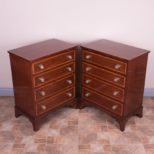 PAIR OF SMALL INLAID MAHOGANY CHESTS OF DRAWERS - ADDITIONAL PHOTO 3