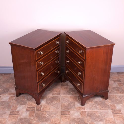 PAIR OF SMALL INLAID MAHOGANY CHESTS OF DRAWERS - ADDITIONAL PHOTO 5