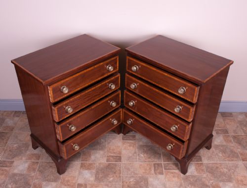 PAIR OF SMALL INLAID MAHOGANY CHESTS OF DRAWERS - ADDITIONAL PHOTO 6