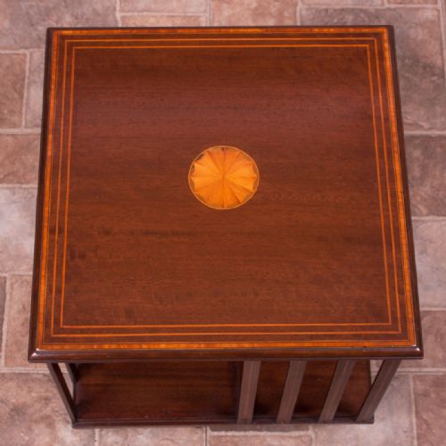 THIS INLAID MAHOGANY TABLE TOP REVOLVING BOOKCASE - ADDITIONAL PHOTO 2