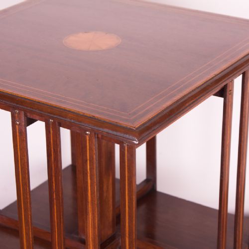 THIS INLAID MAHOGANY TABLE TOP REVOLVING BOOKCASE - ADDITIONAL PHOTO 4