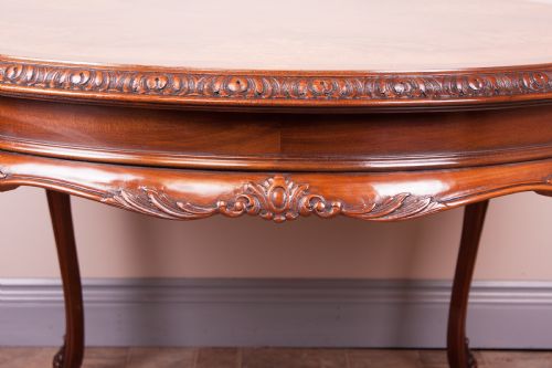 GOOD QUALITY MARQUETRY TOPPED ROUND COFFEE TABLE - ADDITIONAL PHOTO 5