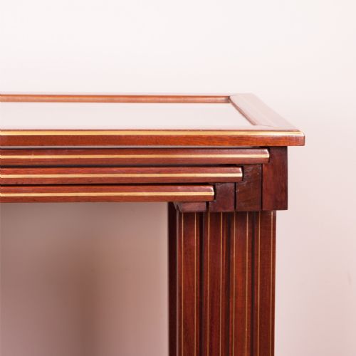 GOOD QUALITY FRENCH BRASS INLAID MAHOGANY QUARTETTO NEST OF TABLES - ADDITIONAL PHOTO 14