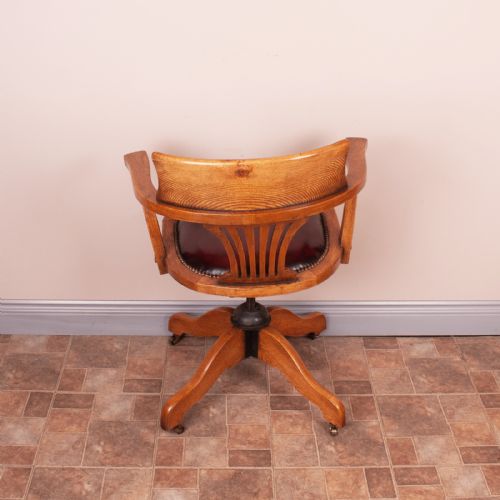 OAK REVOLVING ADJUSTABLE HEIGHT OFFICE DESK CHAIR - ADDITIONAL PHOTO 4