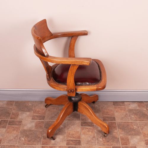 OAK REVOLVING ADJUSTABLE HEIGHT OFFICE DESK CHAIR - ADDITIONAL PHOTO 5