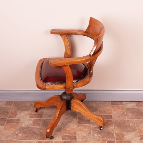 OAK REVOLVING ADJUSTABLE HEIGHT OFFICE DESK CHAIR - ADDITIONAL PHOTO 6
