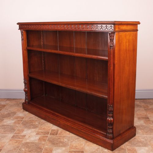 good quality walnut open bookcase - CATEGORY: ANTIQUE BOOKCASES - DATED EDWARDIAN