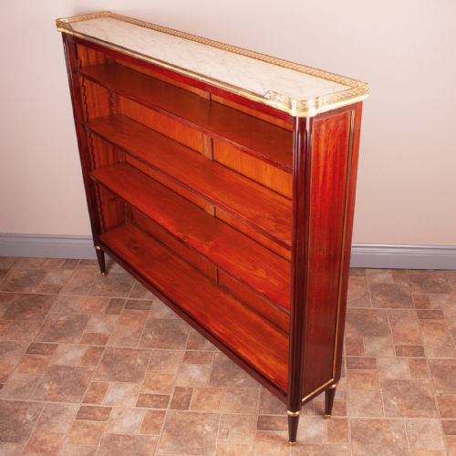 LARGE FRENCH BOOKCASE WITH MARBLE TOP - ADDITIONAL PHOTO 1