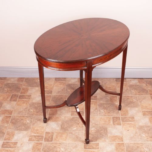EDWARDIAN EBONY INLAID MAHOGANY OVAL OCCASIONAL TABLE - ADDITIONAL PHOTO 2