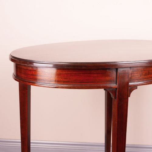 EDWARDIAN EBONY INLAID MAHOGANY OVAL OCCASIONAL TABLE - ADDITIONAL PHOTO 3