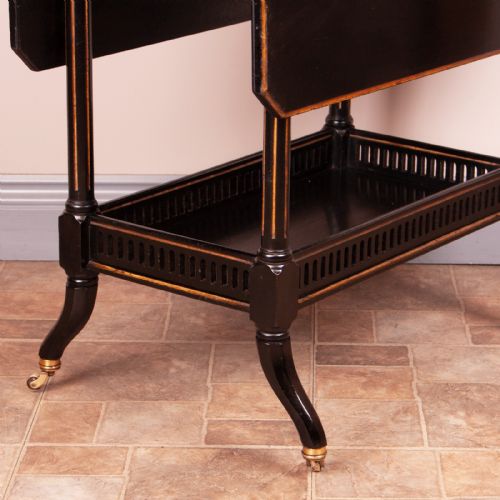 VICTORIAN AESTHETIC MOVEMENT EBONISED SUTHERLAND TABLE BY JENKS WOODS - ADDITIONAL PHOTO 2