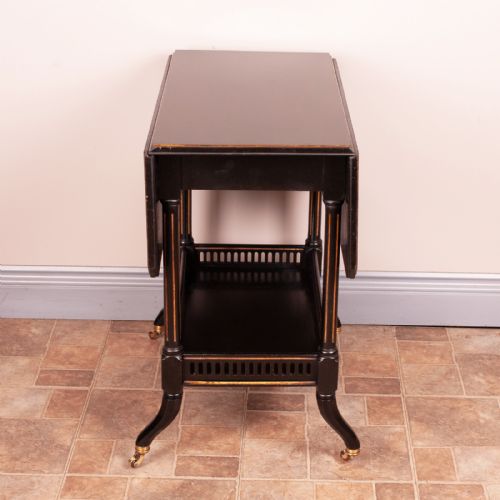 VICTORIAN AESTHETIC MOVEMENT EBONISED SUTHERLAND TABLE BY JENKS WOODS - ADDITIONAL PHOTO 4