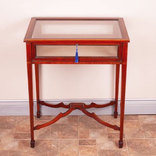 EDWARDIAN INLAID MAHOGANY BIJOUTERIE DISPLAY TABLE - ADDITIONAL PHOTO 1
