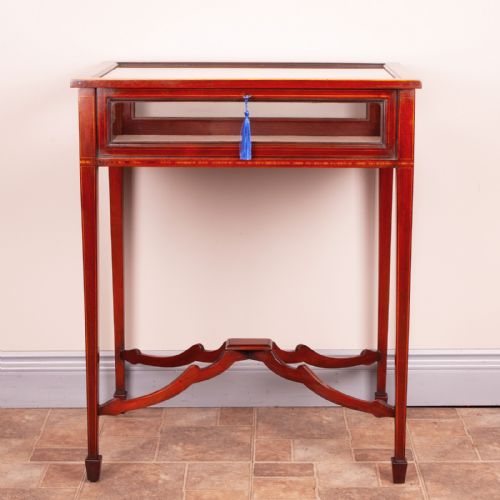 EDWARDIAN INLAID MAHOGANY BIJOUTERIE DISPLAY TABLE - ADDITIONAL PHOTO 2