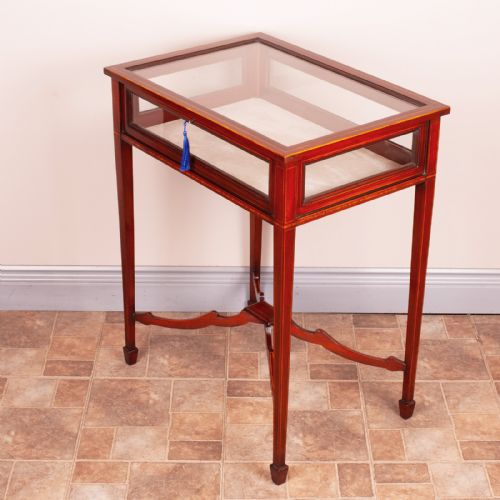 EDWARDIAN INLAID MAHOGANY BIJOUTERIE DISPLAY TABLE - ADDITIONAL PHOTO 3