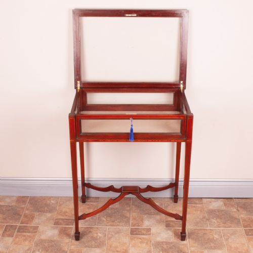 EDWARDIAN INLAID MAHOGANY BIJOUTERIE DISPLAY TABLE - ADDITIONAL PHOTO 4