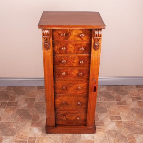 VICTORIAN WALNUT WELLINGTON CHEST OF DRAWERS - ADDITIONAL PHOTO 7