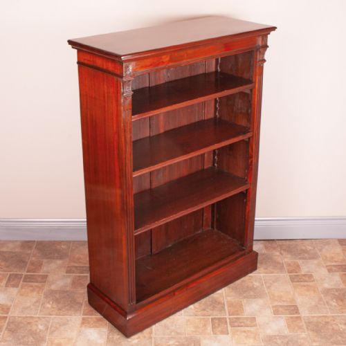 GOOD QUALITY EDWARDIAN MAHOGANY OPEN BOOKCASE - ADDITIONAL PHOTO 4