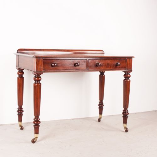 FINE QUALITY 19THC MAHOGANY TWO DRAWER SIDE TABLE BY W WILLIAMSON SONS OF GUILDFORD - ADDITIONAL PHOTO 1