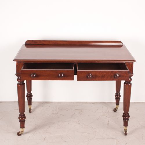 FINE QUALITY 19THC MAHOGANY TWO DRAWER SIDE TABLE BY W WILLIAMSON SONS OF GUILDFORD - ADDITIONAL PHOTO 4