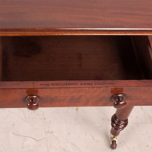 FINE QUALITY 19THC MAHOGANY TWO DRAWER SIDE TABLE BY W WILLIAMSON SONS OF GUILDFORD - ADDITIONAL PHOTO 12