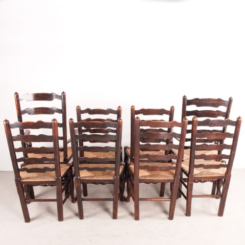 SET OF 8 62 19THC FARMHOUSE RUSH SEATED LADDERBACK CHAIRS - ADDITIONAL PHOTO 3