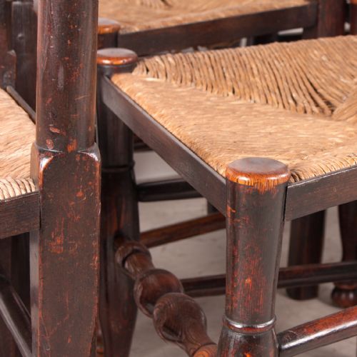 SET OF 8 62 19THC FARMHOUSE RUSH SEATED LADDERBACK CHAIRS - ADDITIONAL PHOTO 7