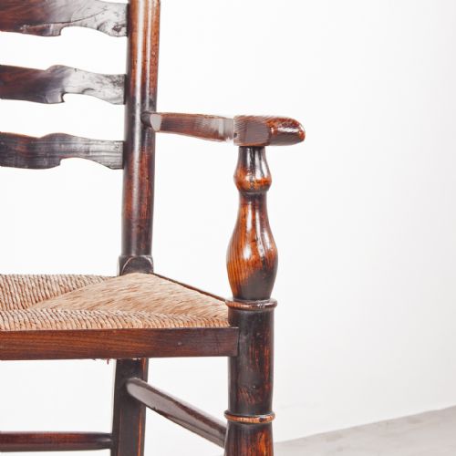 SET OF 8 62 19THC FARMHOUSE RUSH SEATED LADDERBACK CHAIRS - ADDITIONAL PHOTO 9