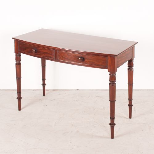 19THC TWO DRAWER MAHOGANY BOW FRONT SIDE TABLE - ADDITIONAL PHOTO 2