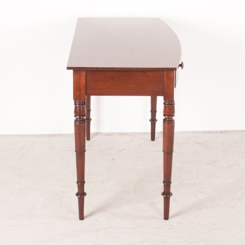 19THC TWO DRAWER MAHOGANY BOW FRONT SIDE TABLE - ADDITIONAL PHOTO 4