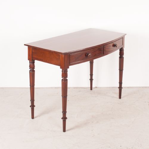 19THC TWO DRAWER MAHOGANY BOW FRONT SIDE TABLE - ADDITIONAL PHOTO 5
