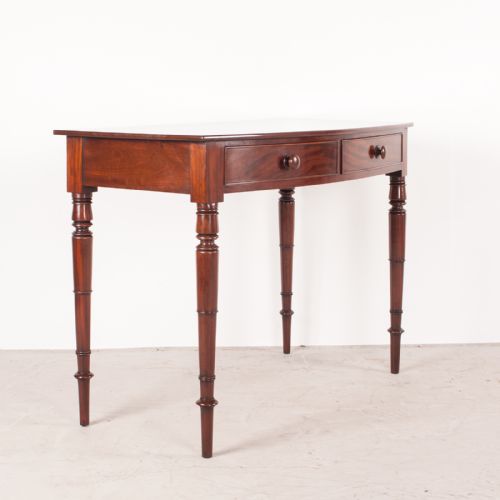 19THC TWO DRAWER MAHOGANY BOW FRONT SIDE TABLE - ADDITIONAL PHOTO 6