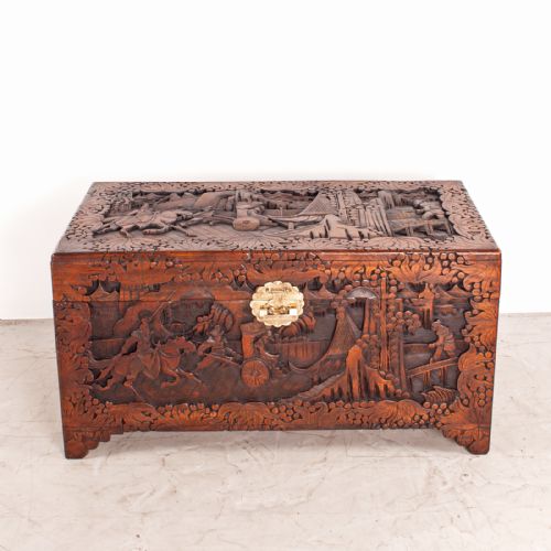 DEEPLY CARVED ORIENTAL CAMPHORWOOD TRUNK - ADDITIONAL PHOTO 1