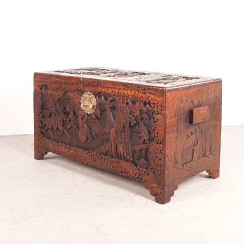 DEEPLY CARVED ORIENTAL CAMPHORWOOD TRUNK - ADDITIONAL PHOTO 6