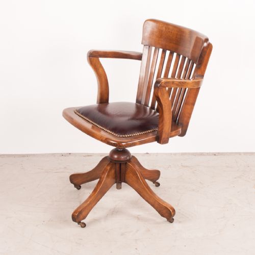 REVOLVING HEIGHT ADJUSTABLE BEECH OFFICE DESK CHAIR