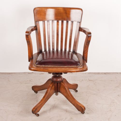 REVOLVING HEIGHT ADJUSTABLE BEECH OFFICE DESK CHAIR - ADDITIONAL PHOTO 1